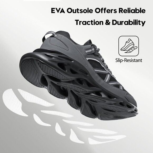 Men's Black White Cross Training Walking Running Tennis Sneakers Athletic Shoes - Picture 3 of 8